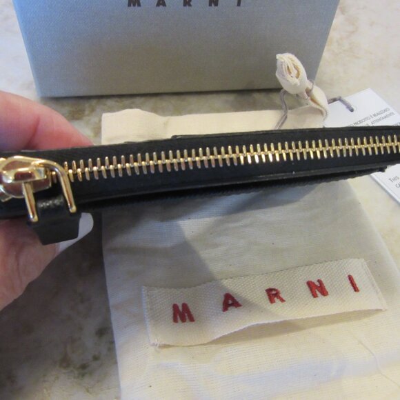 MARNI Zipped Coin & Card Case in Black Saffiano Leather MSRP $395 - Picture 3 of 9